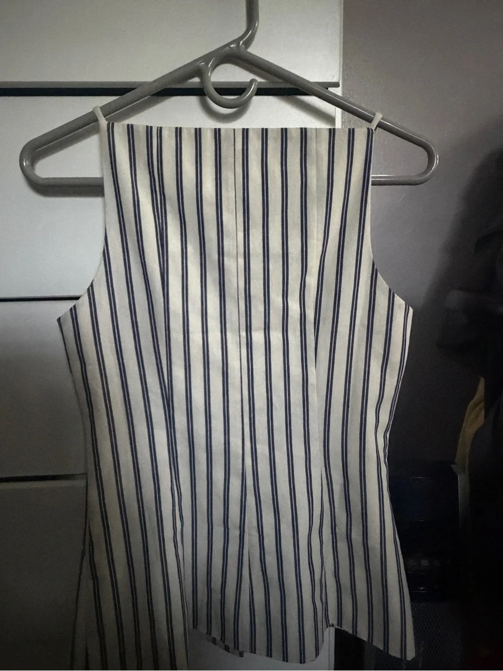 Anthropology Maeve Stripped Button-Front Cami Top in Navy & White - Picture 3 of 4